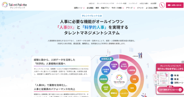 タレントパレットの公式HPキャプチャ